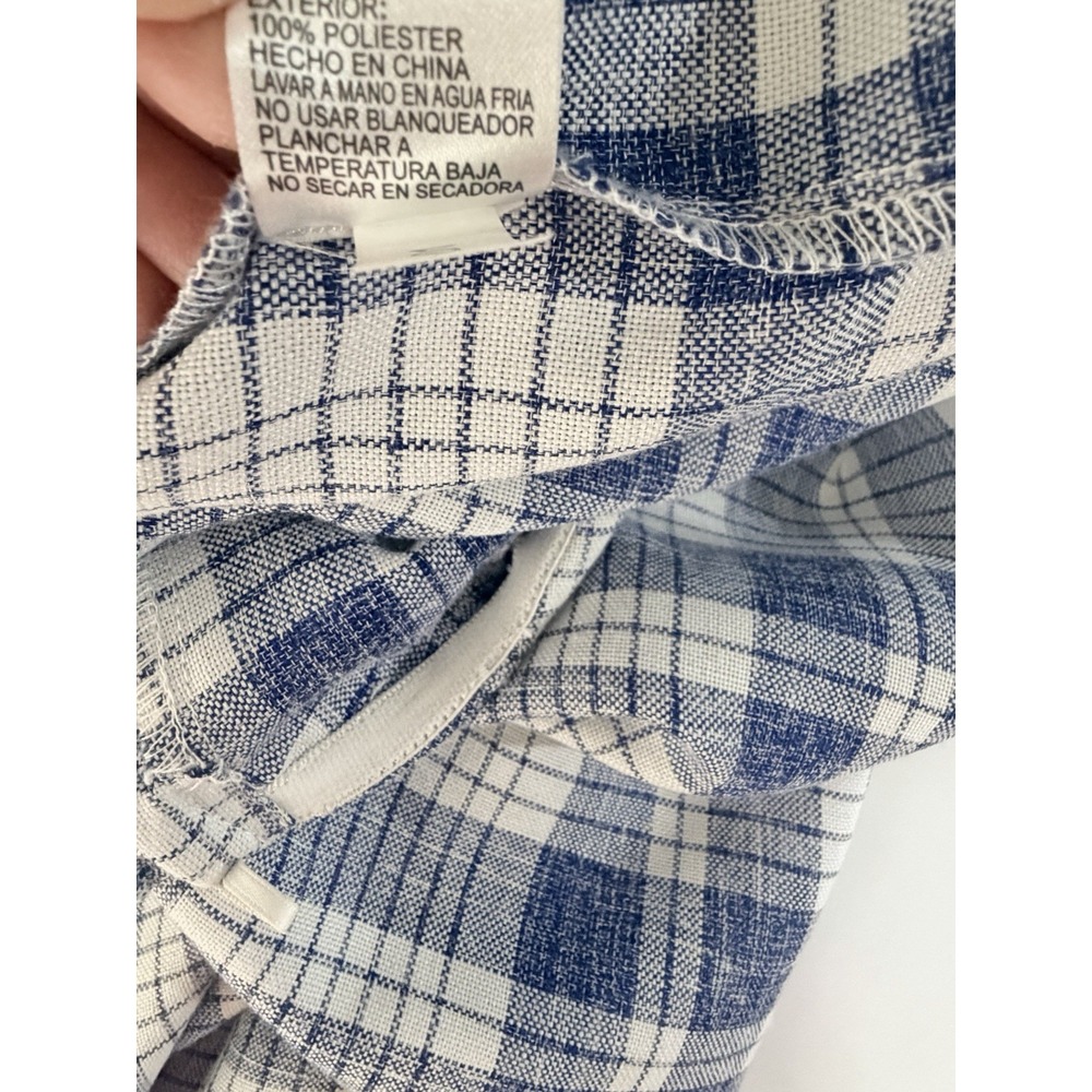 Gianni Bini Clouse Culotte Jumper Womens Size M Blue Plaid Ruffle Front Wide Leg - Picture 10 of 11